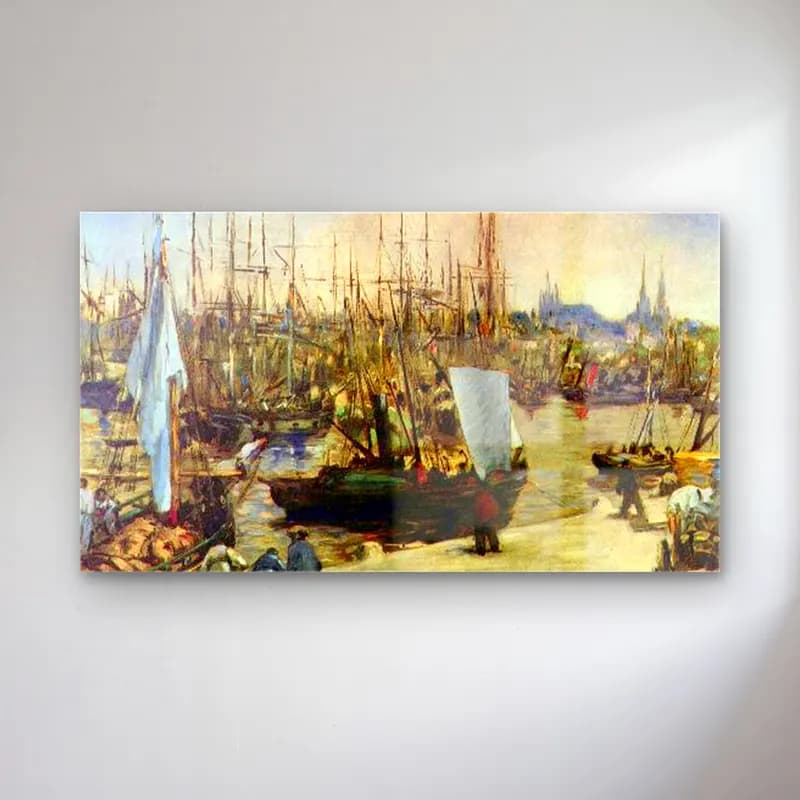 Edouard Manet – Port of Bordeaux cam tablo — Edouard Manet – Port of Bordeaux — empresyonist liman ve tekneler