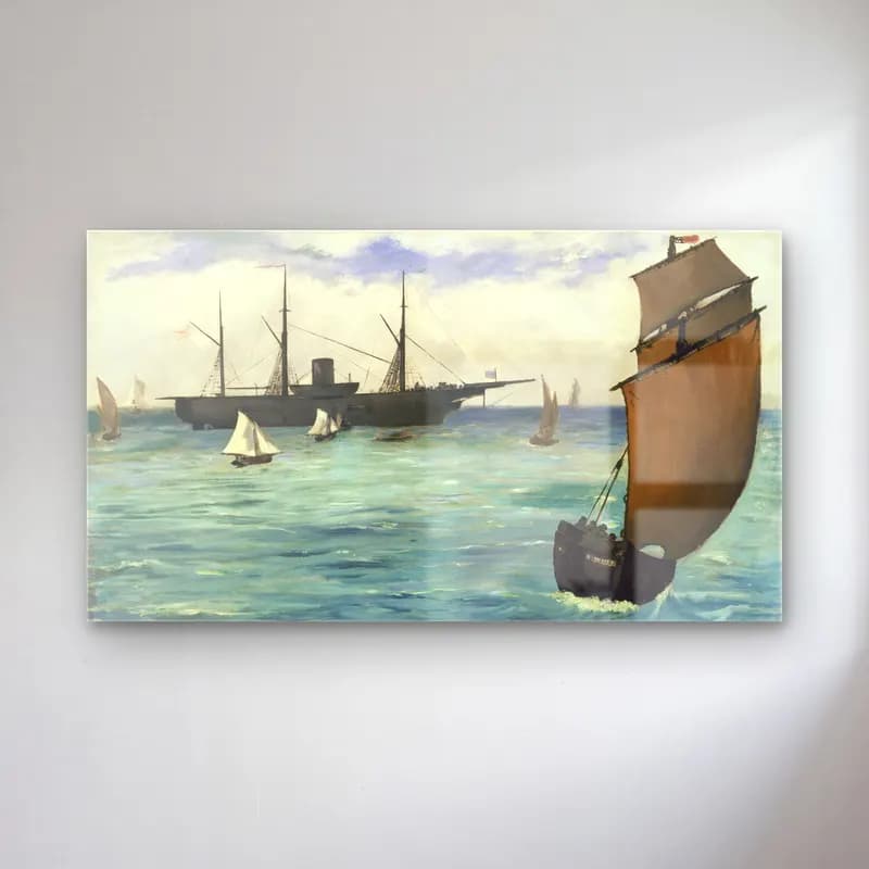 Edouard Manet – The Kearsarge at Boulogne cam tablo — Edouard Manet – The Kearsarge at Boulogne — empresyonist liman ve tekneler