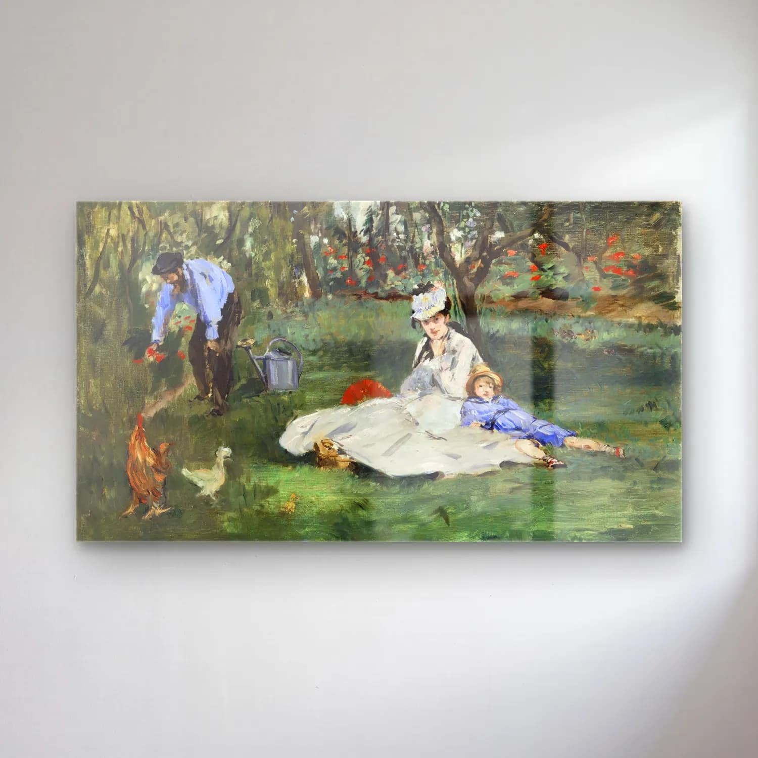 Edouard Manet – The Monet Family in Their Garden at Argenteuil cam tablo — Edouard Manet – The Monet Family in Their Garden at Argenteuil — empresyonist anne ve çocuk
