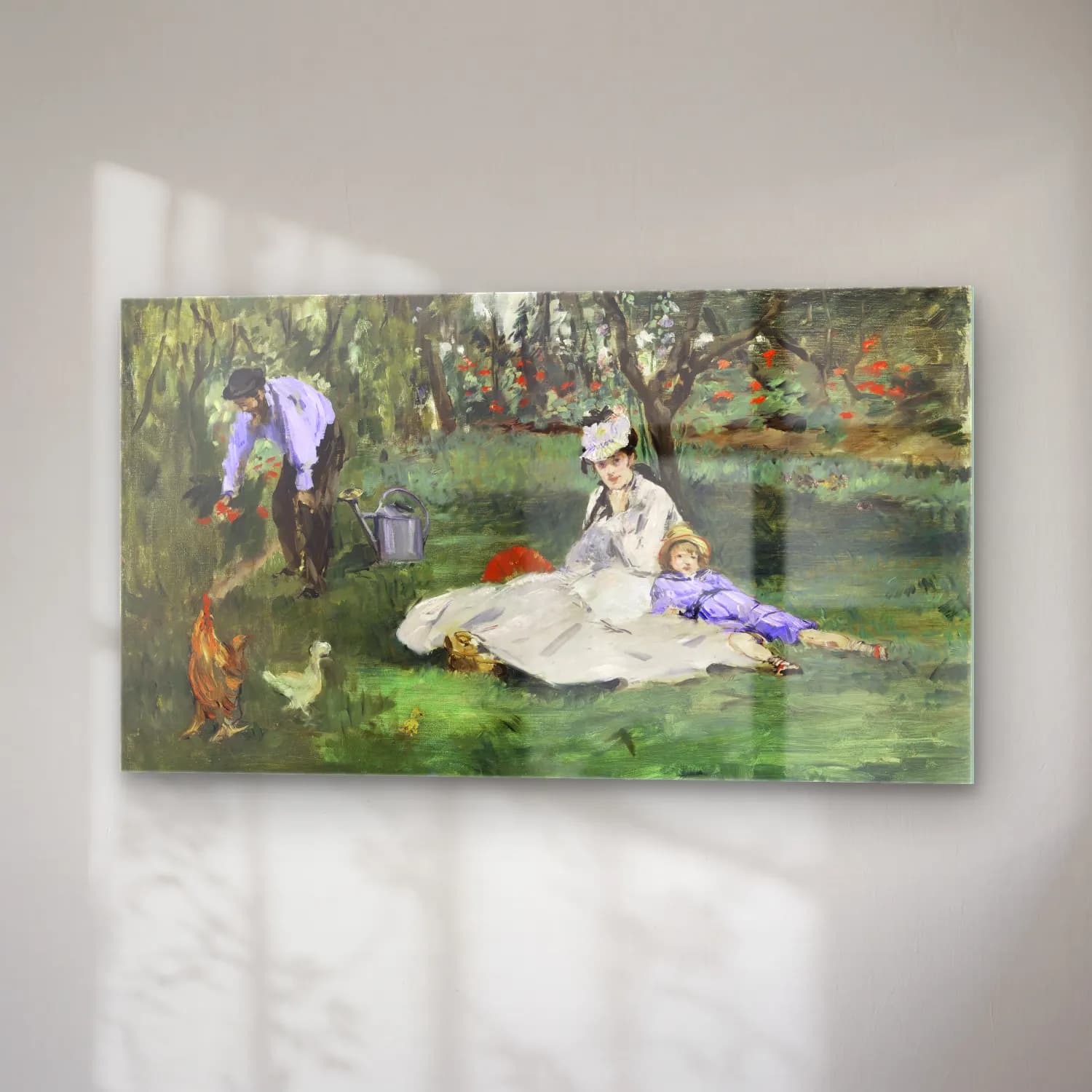Edouard Manet – The Monet Family in Their Garden at Argenteuil cam tablo — sağ açıdan görünüm