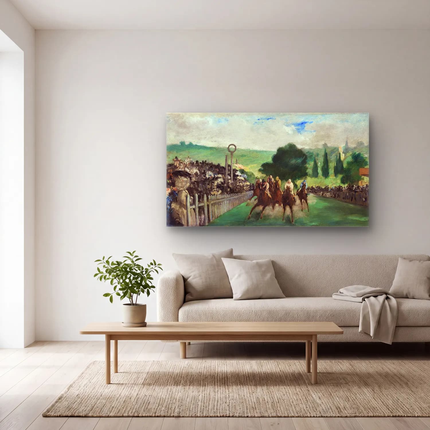 Edouard Manet – The Races at Longchamp cam tablo — açık renk salonda