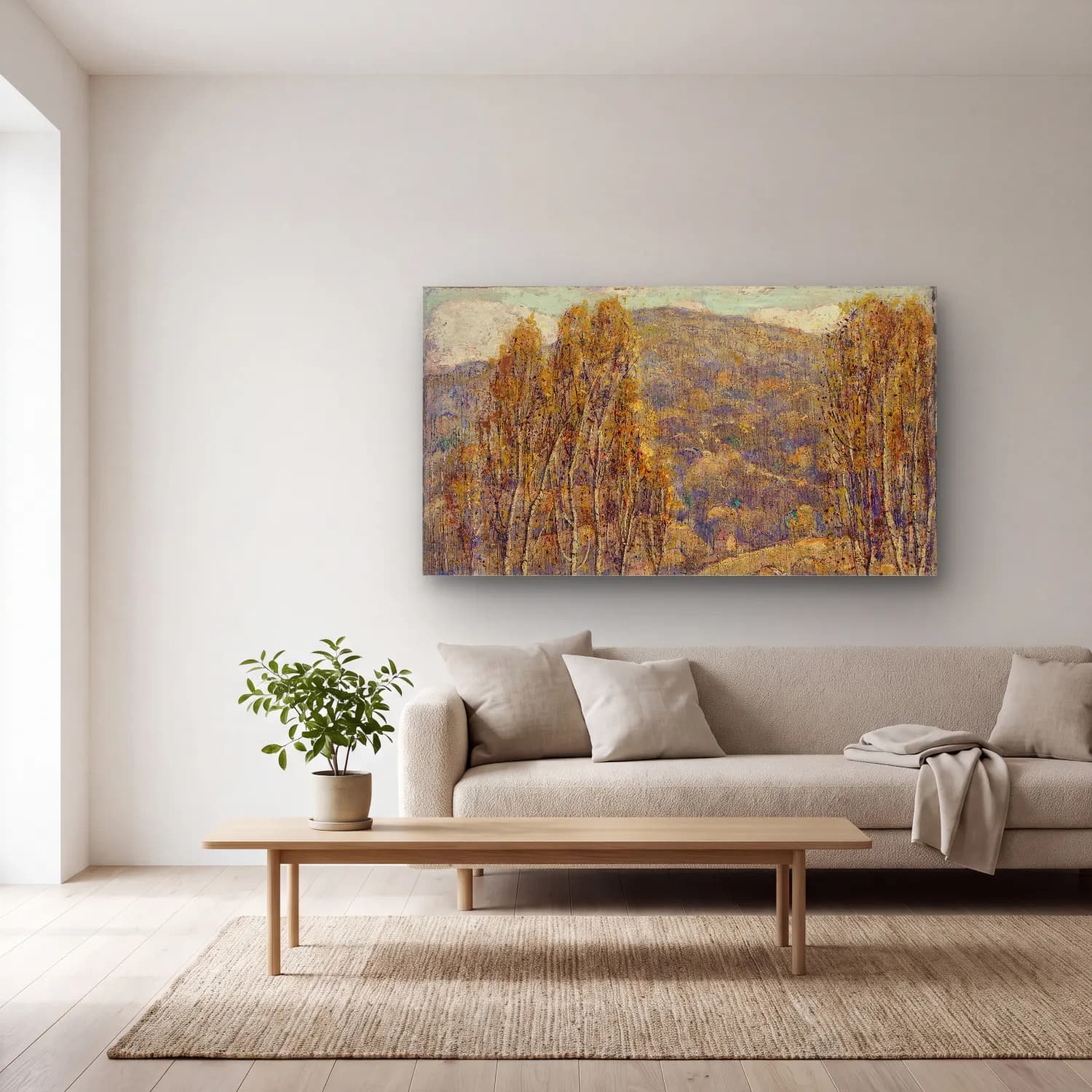Ernest Lawson – Beeches cam tablo — açık renk salonda
