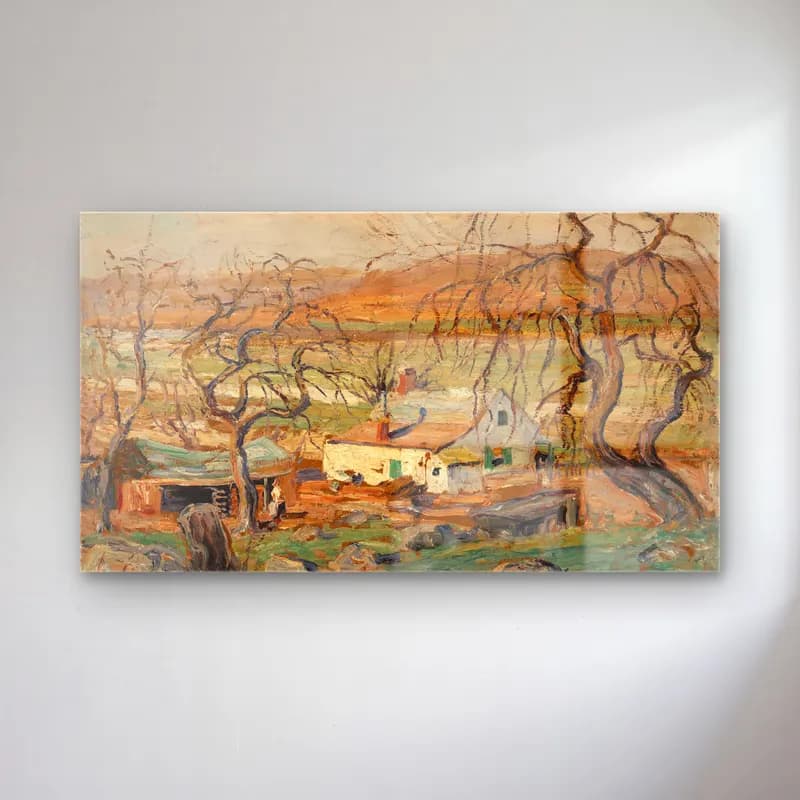 Ernest Lawson – Landscape with Gnarled Trees cam tablo — Ernest Lawson – Landscape with Gnarled Trees — empresyonist kır evi