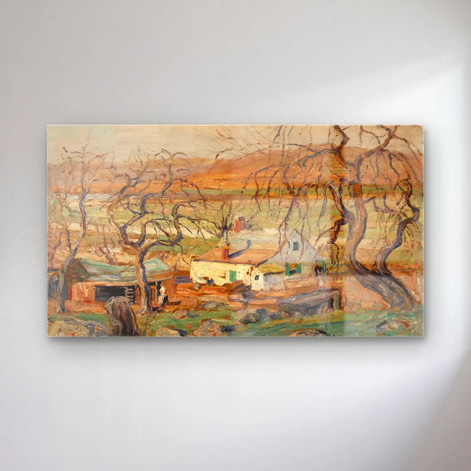 Ernest Lawson – Landscape with Gnarled Trees cam tablo — Ernest Lawson – Landscape with Gnarled Trees — empresyonist kır evi