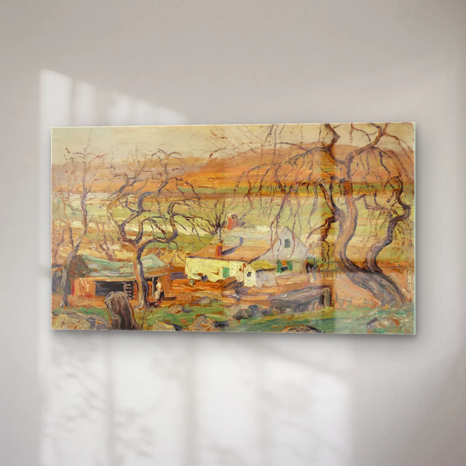 Ernest Lawson – Landscape with Gnarled Trees cam tablo — sağ açıdan görünüm