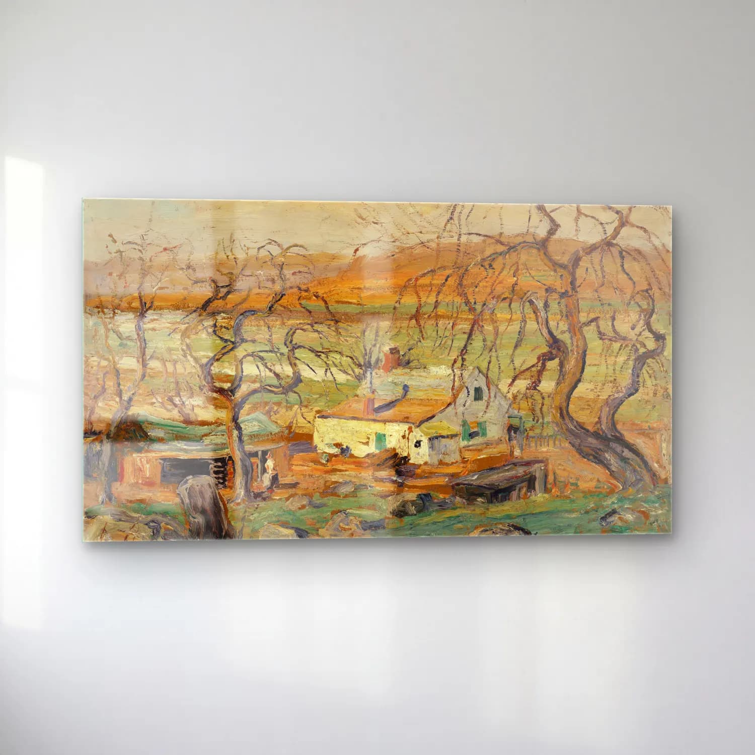 Ernest Lawson – Landscape with Gnarled Trees cam tablo — sol açıdan görünüm