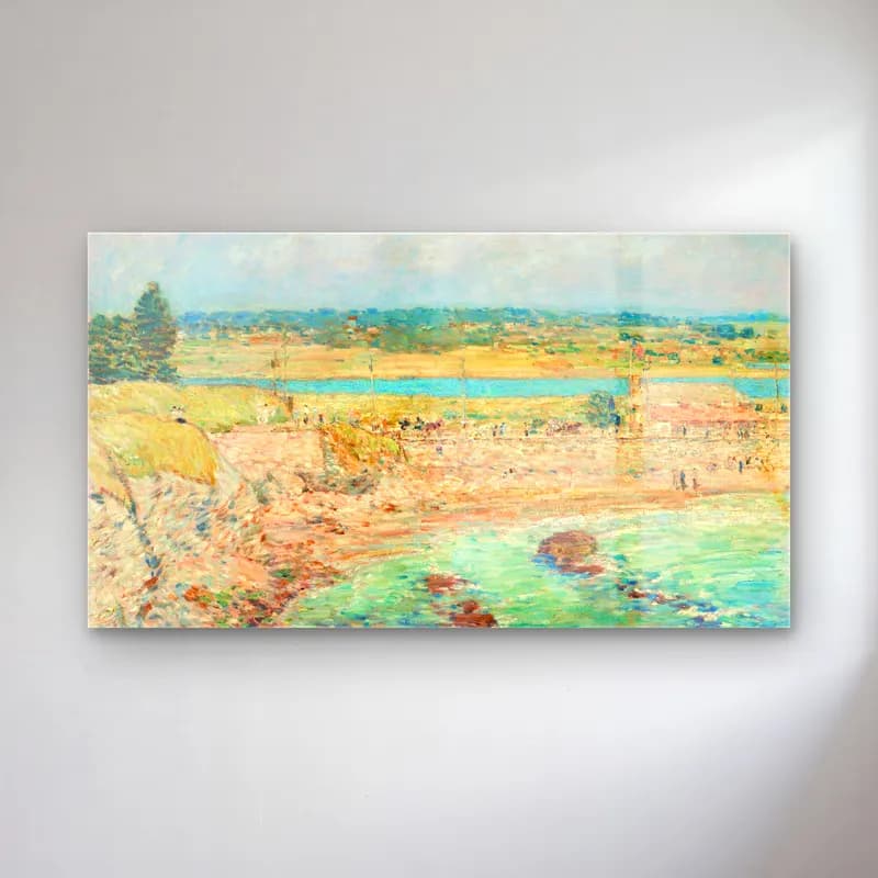 Frederick Childe Hassam – Bailey’s Beach, Newport, R.I cam tablo — Frederick Childe Hassam – Bailey’s Beach, Newport, R.I — empresyonist kırda nehir