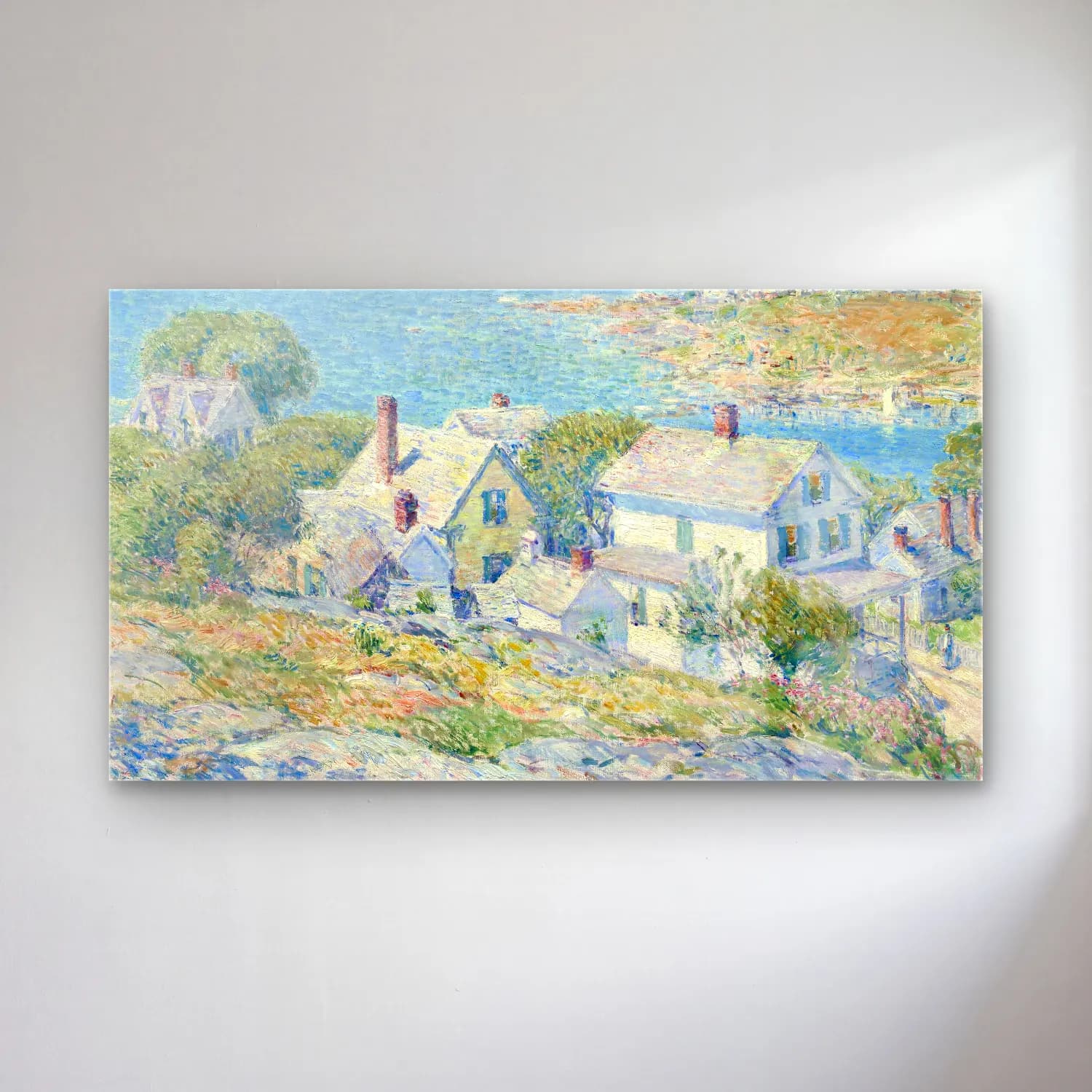Frederick Childe Hassam – New England Headlands cam tablo — Frederick Childe Hassam – New England Headlands — empresyonist liman ve tekneler