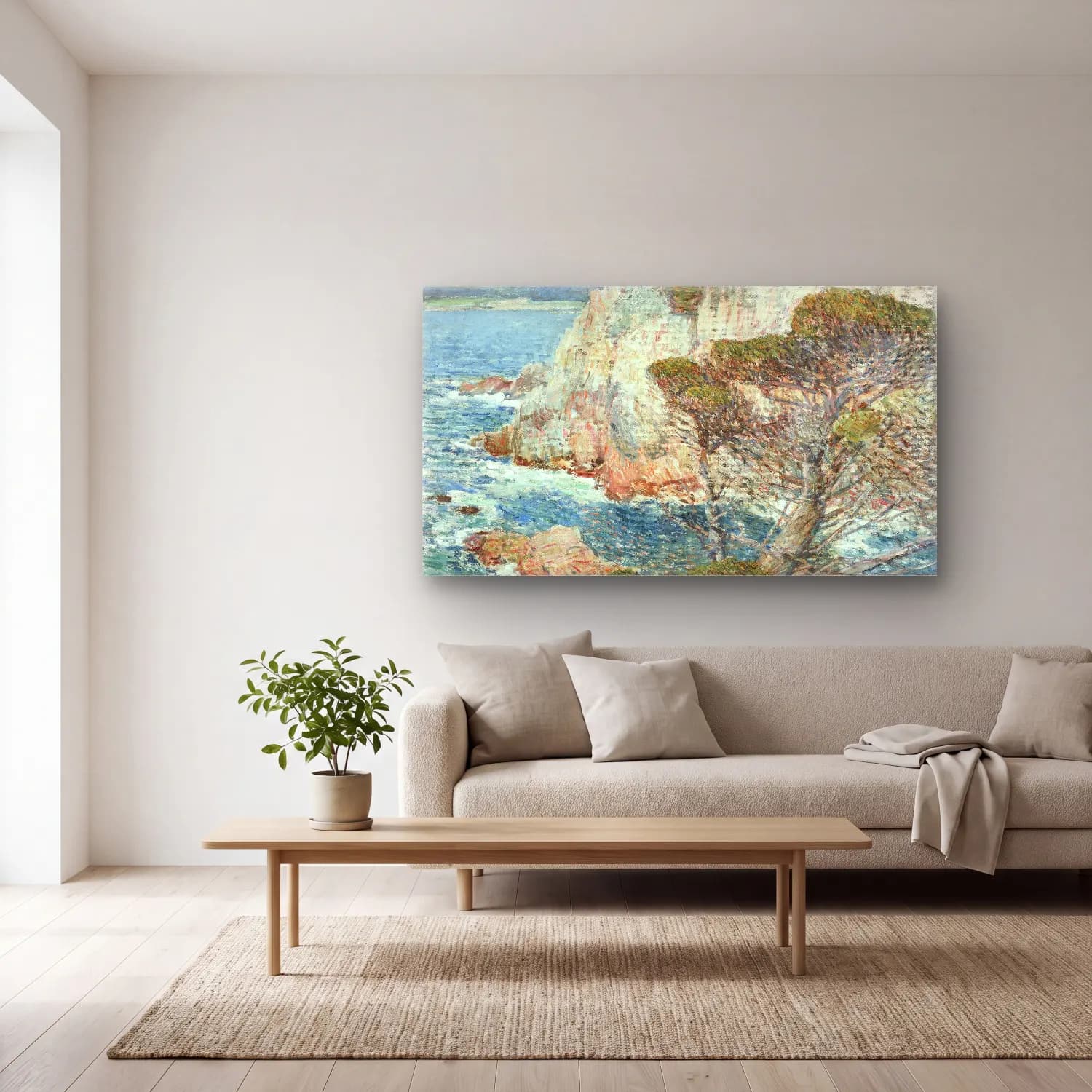 Frederick Childe Hassam – Point Lobos, Carmel cam tablo — açık renk salonda