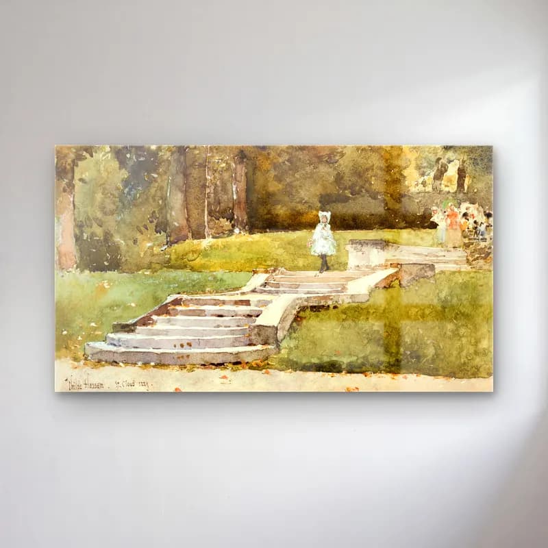 Frederick Childe Hassam – Saint-Cloud cam tablo — Frederick Childe Hassam – Saint-Cloud — suluboya merdiven