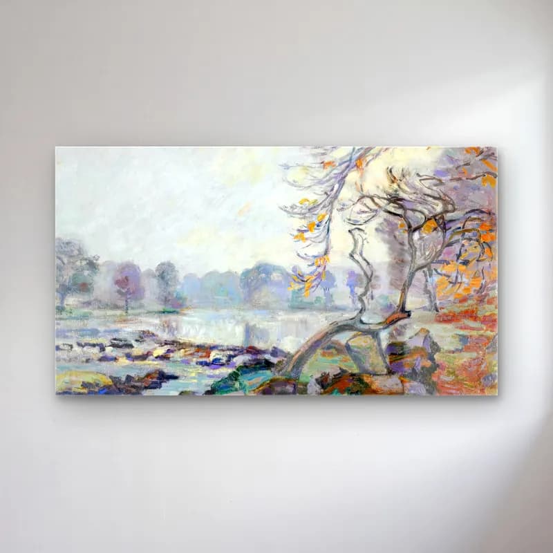 Armand Guillaumin – The Barrage of Genetin, Crozant cam tablo — Armand Guillaumin – The Barrage of Genetin, Crozant — empresyonist kırda nehir
