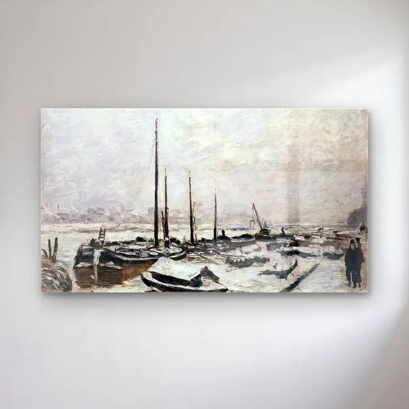 Armand Guillaumin – The Seine in Winter cam tablo — Armand Guillaumin – The Seine in Winter — empresyonist liman ve tekneler