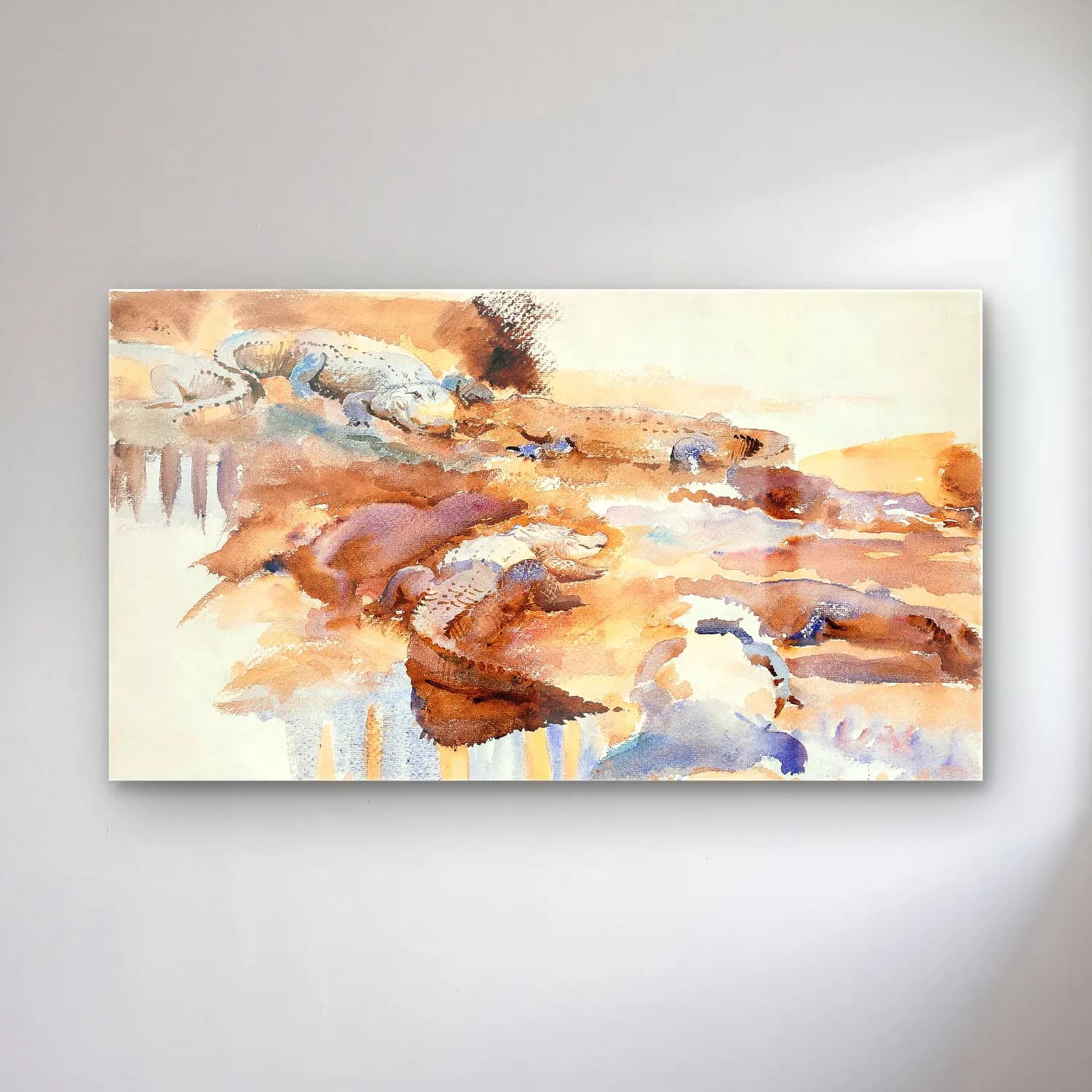John Singer Sargent – Alligators cam tablo — John Singer Sargent – Alligators — suluboya soyut manzara
