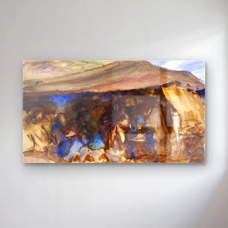 John Singer Sargent – Bedouin Tent cam tablo — John Singer Sargent – Bedouin Tent — suluboya sahilde i̇nsanlar
