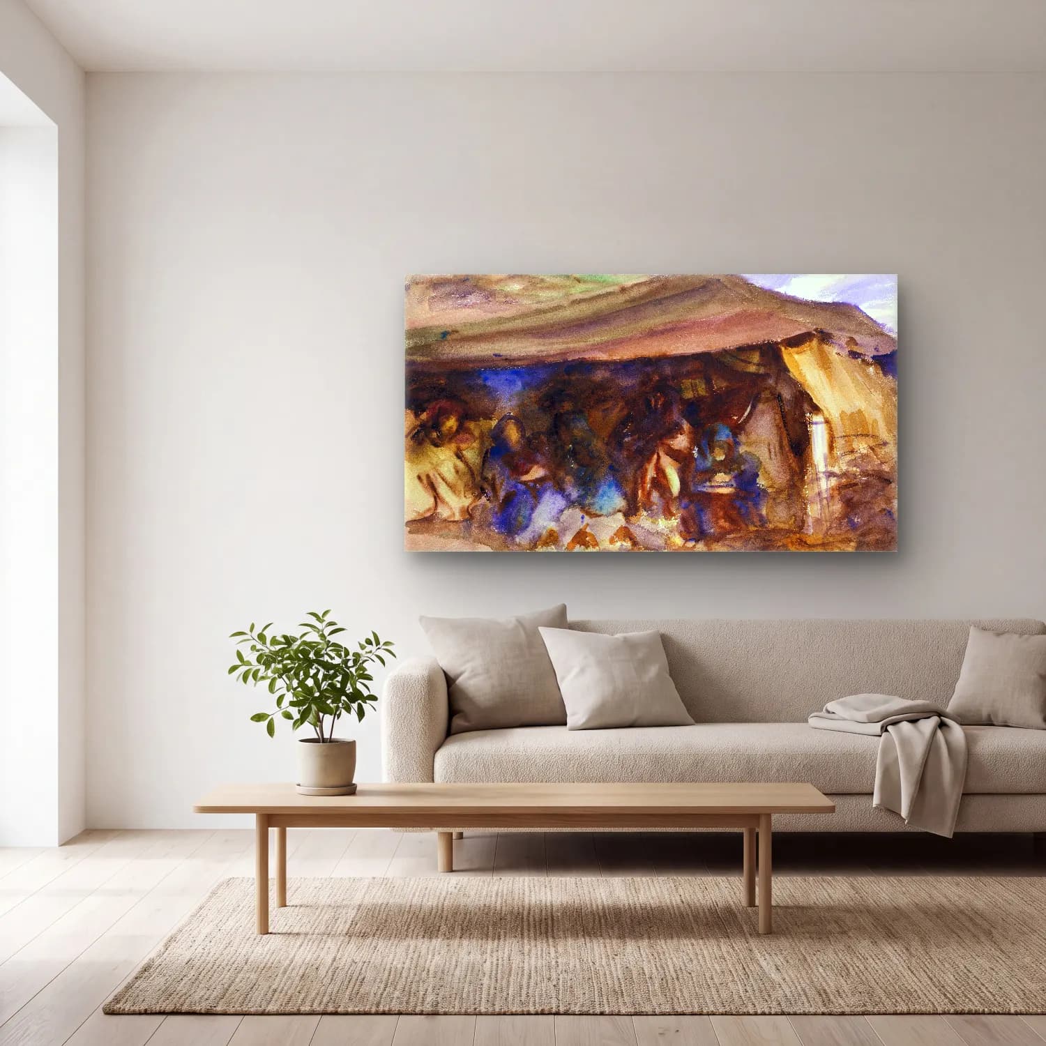 John Singer Sargent – Bedouin Tent cam tablo — açık renk salonda