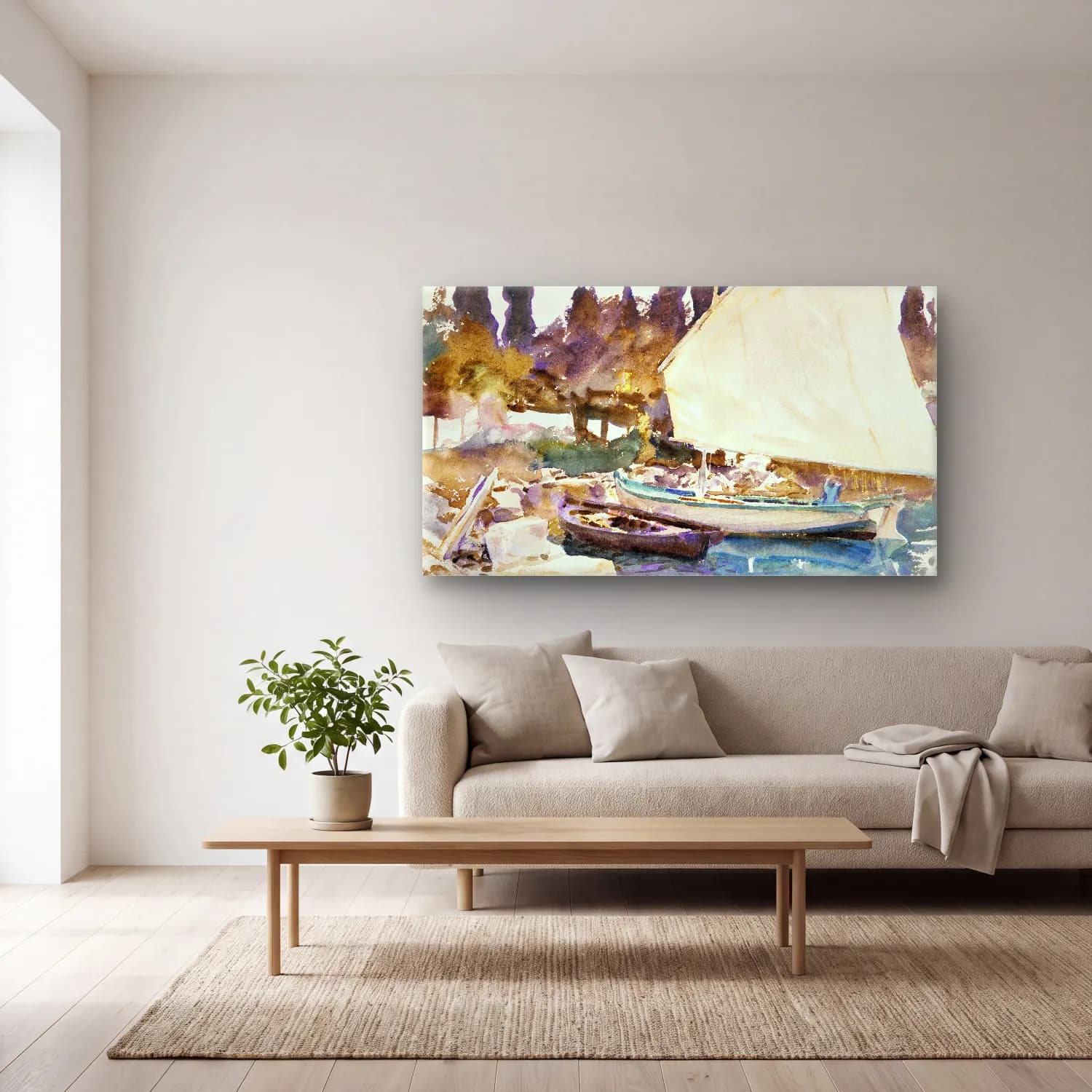 John Singer Sargent – Boats cam tablo — açık renk salonda