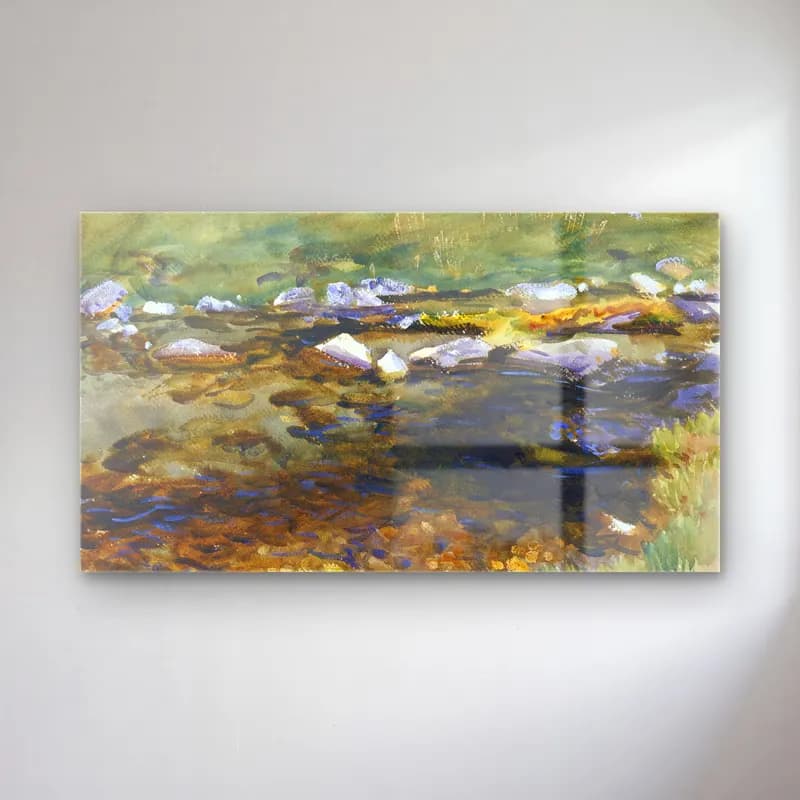 John Singer Sargent – Brook and Meadow cam tablo — John Singer Sargent – Brook and Meadow — suluboya kırda nehir