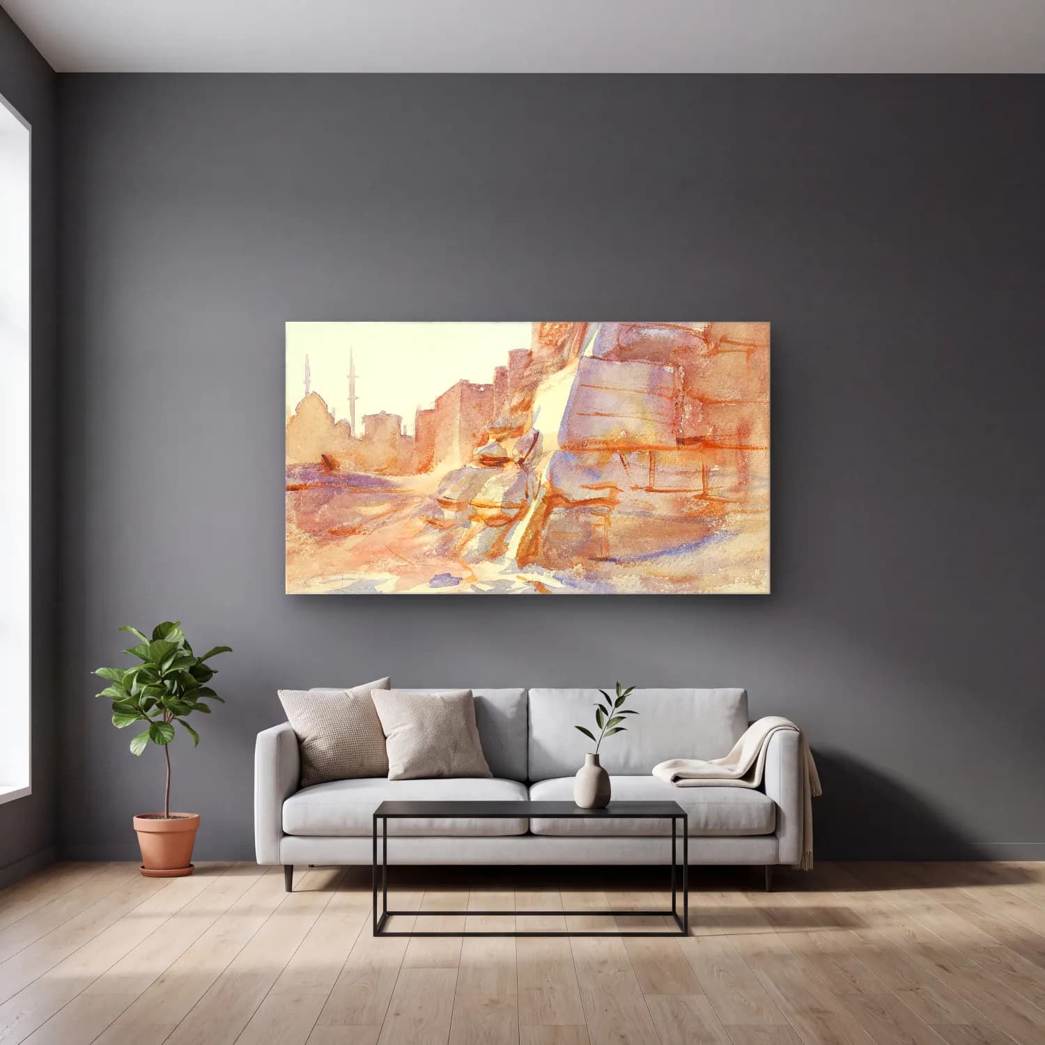 John Singer Sargent – Cairo cam tablo — gri duvarlı salonda