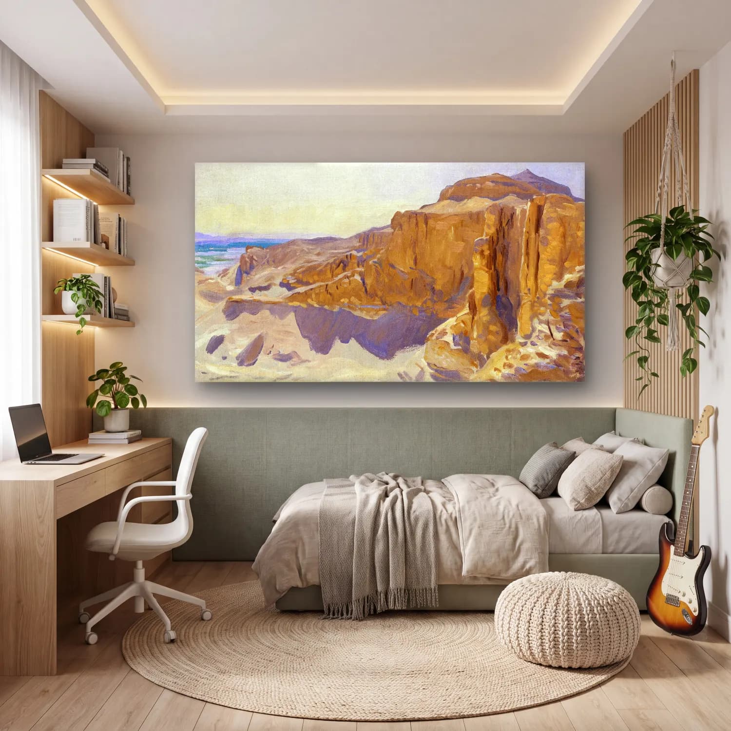 John Singer Sargent – Cliffs at Deir el Bahri, Egypt cam tablo — genç odasında