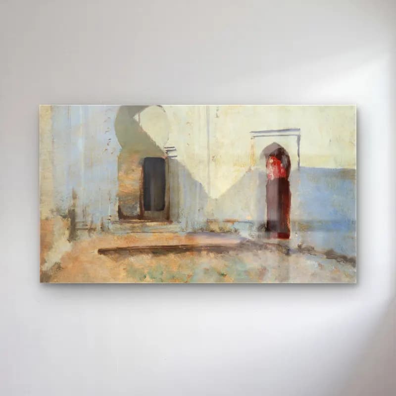 John Singer Sargent – Courtyard, Tétouan, Morocco cam tablo — John Singer Sargent – Courtyard, Tétouan, Morocco — yağlı boya kapı