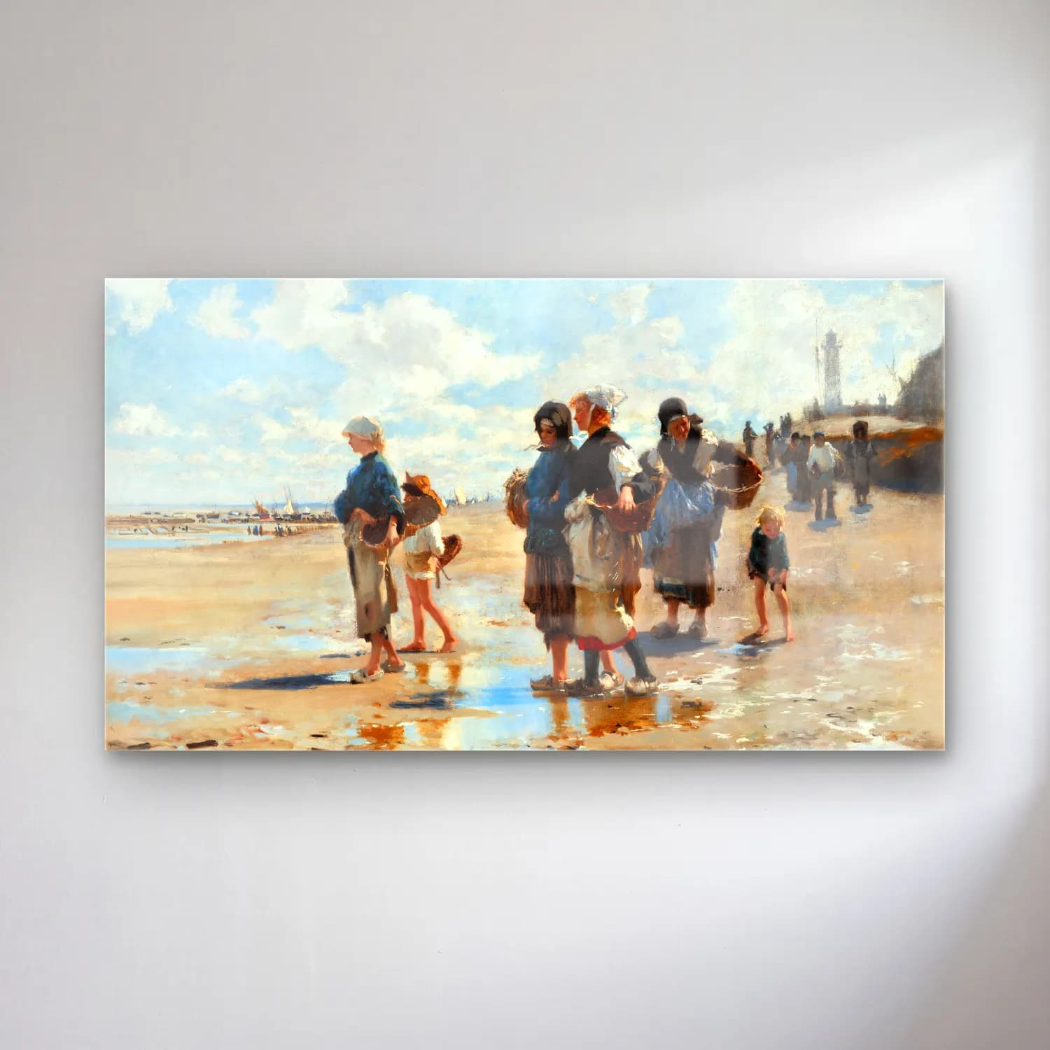 John Singer Sargent – En route pour la pêche cam tablo — John Singer Sargent – En route pour la pêche — empresyonist sahilde i̇nsanlar