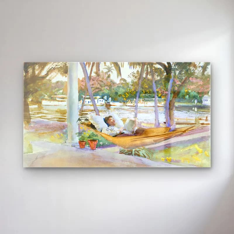 John Singer Sargent – Figure in Hammock, Florida cam tablo — John Singer Sargent – Figure in Hammock, Florida — suluboya venedik kanalları