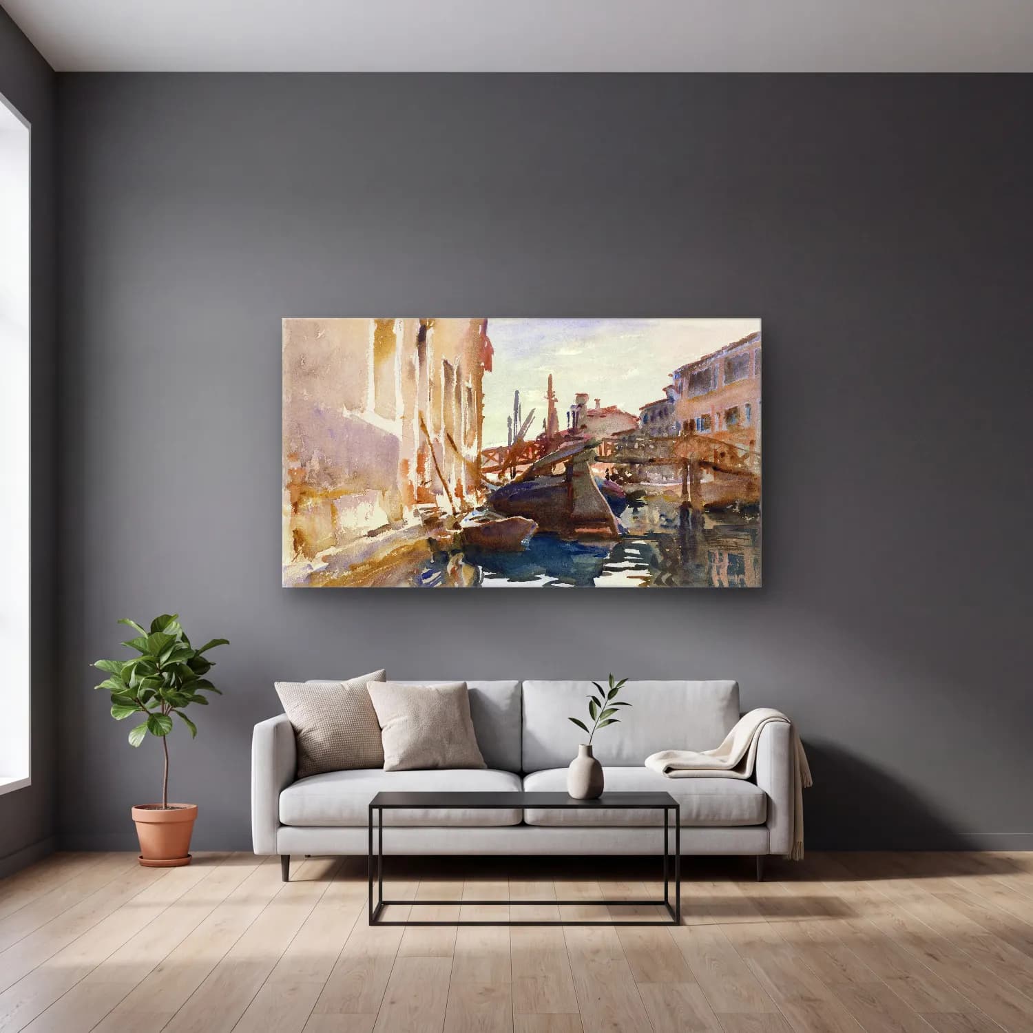 John Singer Sargent – Giudecca cam tablo — gri duvarlı salonda