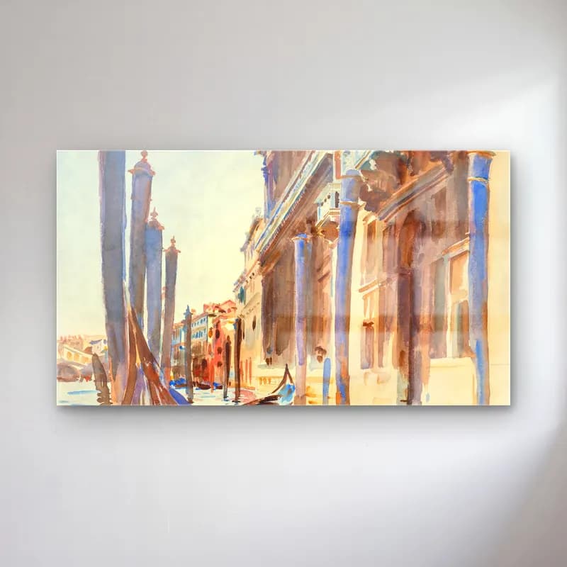 John Singer Sargent – Gondola Moorings on the Grand Canal cam tablo — John Singer Sargent – Gondola Moorings on the Grand Canal — suluboya roma