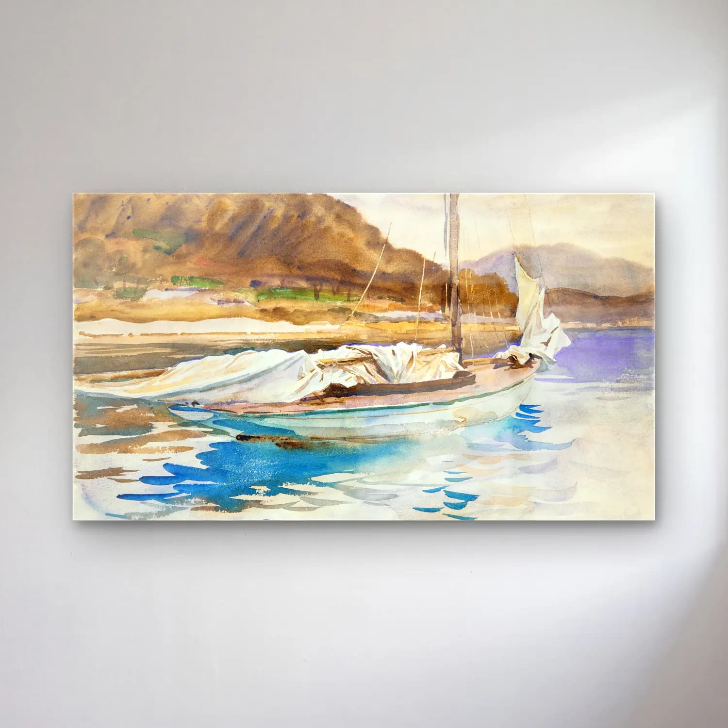 John Singer Sargent – Idle Sails cam tablo — John Singer Sargent – Idle Sails — suluboya liman ve tekneler