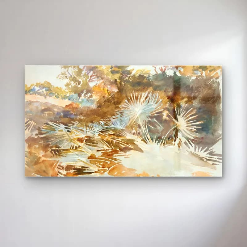 John Singer Sargent – Landscape with Palmettos cam tablo — John Singer Sargent – Landscape with Palmettos — suluboya çiçek bahçesi