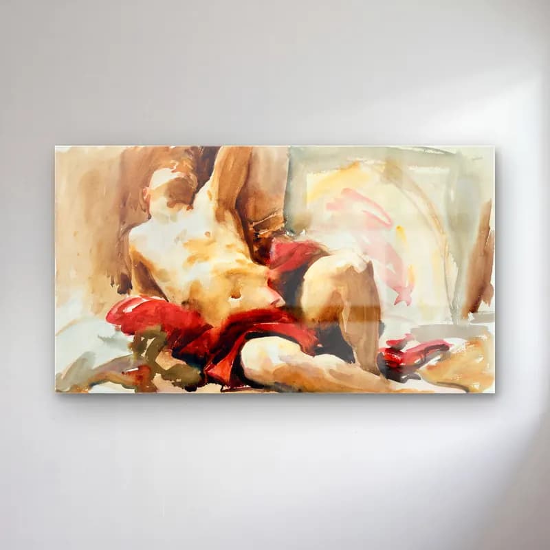 John Singer Sargent – Man with Red Drapery cam tablo — John Singer Sargent – Man with Red Drapery — suluboya figür çalışması