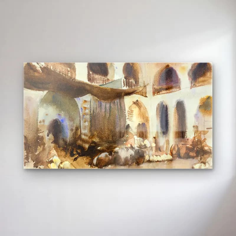 John Singer Sargent – Market Place cam tablo — John Singer Sargent – Market Place — suluboya antik kalıntılar
