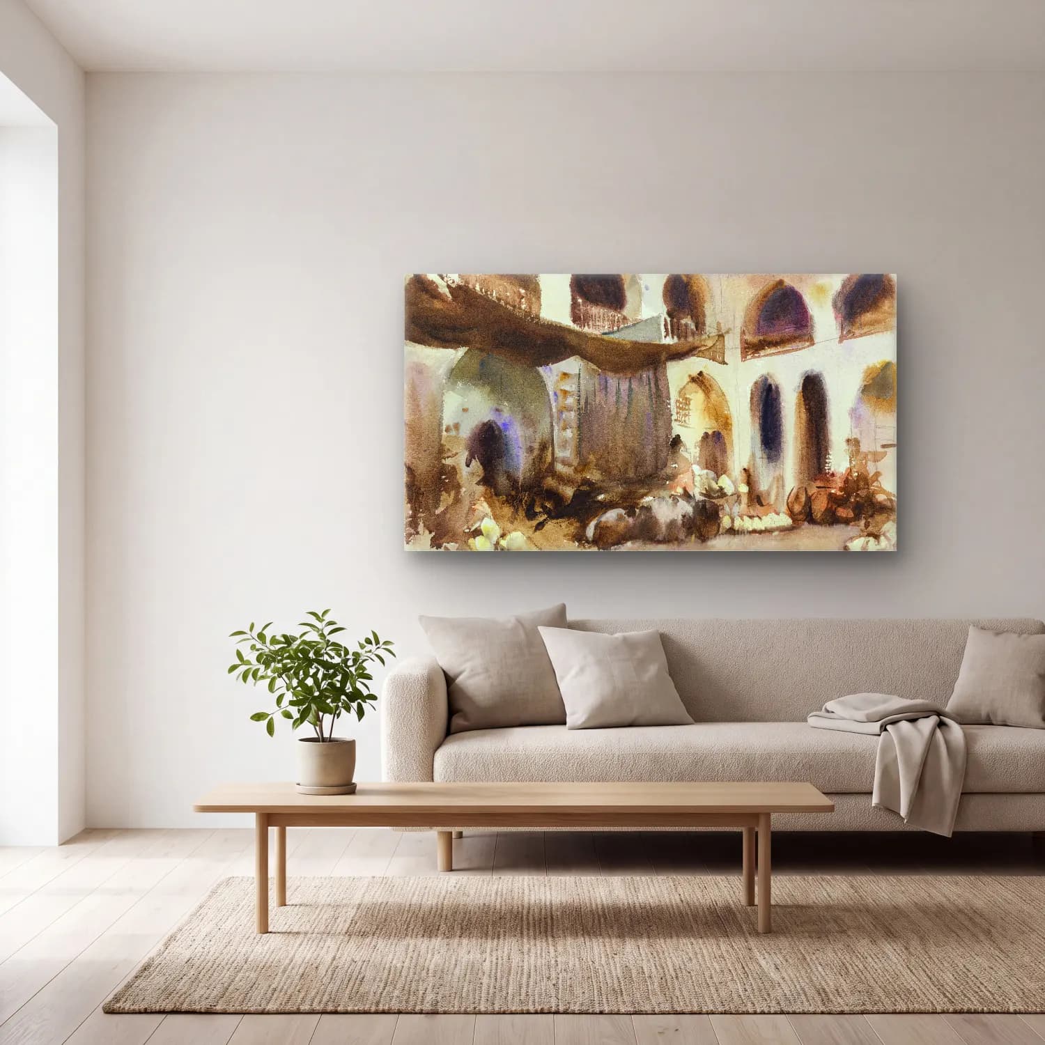 John Singer Sargent – Market Place cam tablo — açık renk salonda
