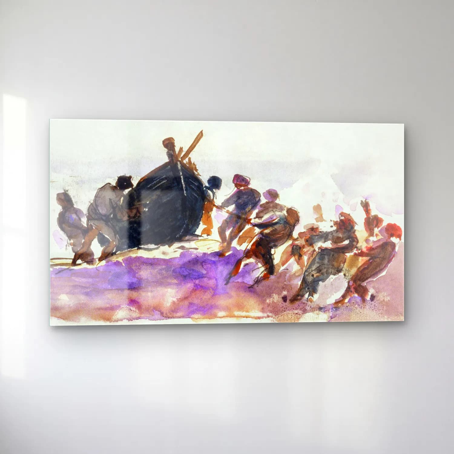 John Singer Sargent – Men Hauling Lifeboat Ashore from scrapbook cam tablo — sol açıdan görünüm