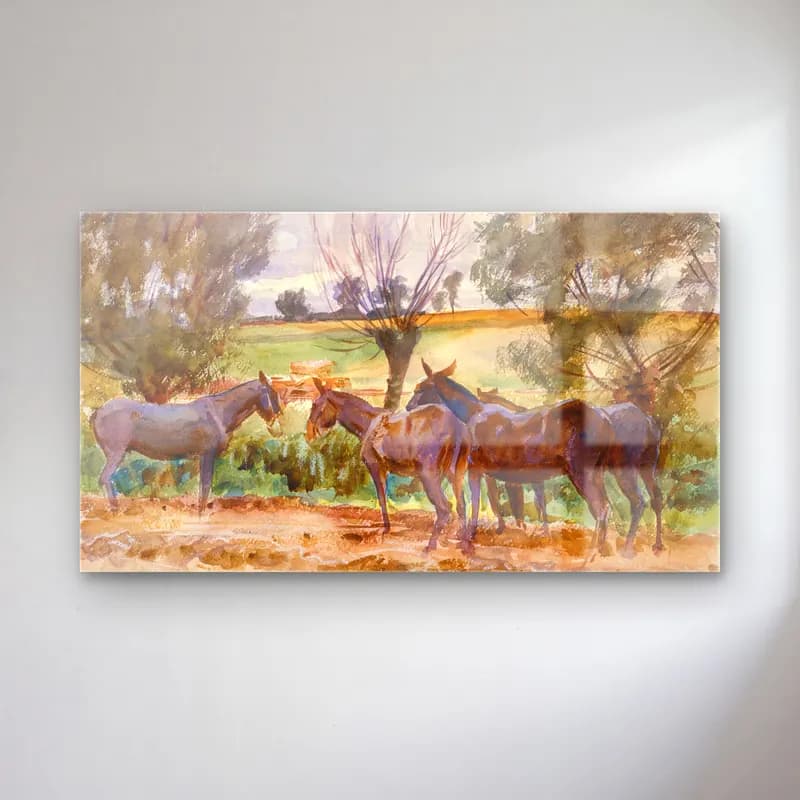 John Singer Sargent – Mules Drawing cam tablo — John Singer Sargent – Mules Drawing — suluboya at