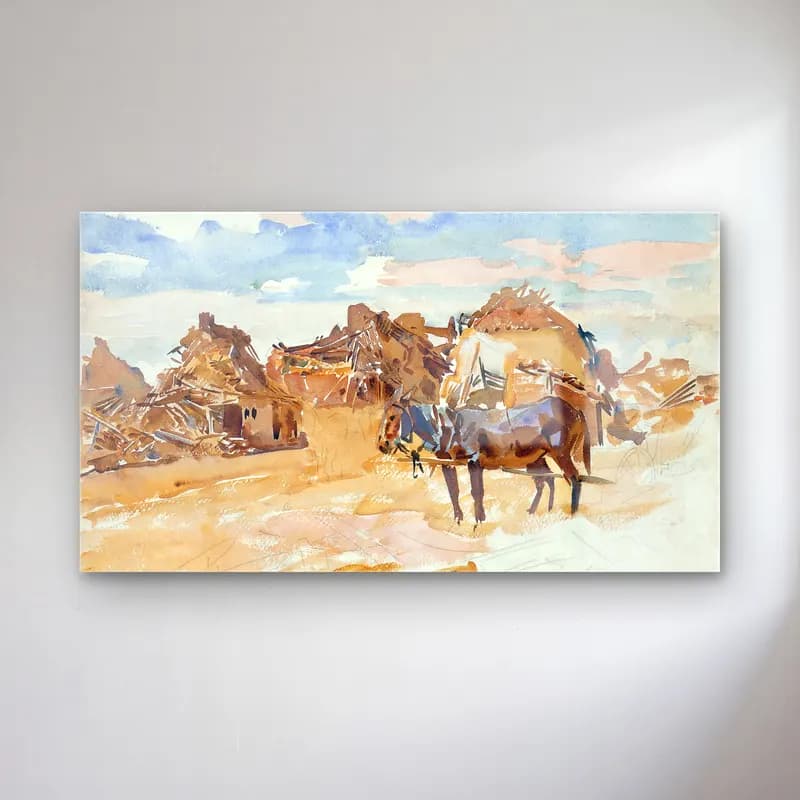 John Singer Sargent – Mules and Ruins September cam tablo — John Singer Sargent – Mules and Ruins September — suluboya at
