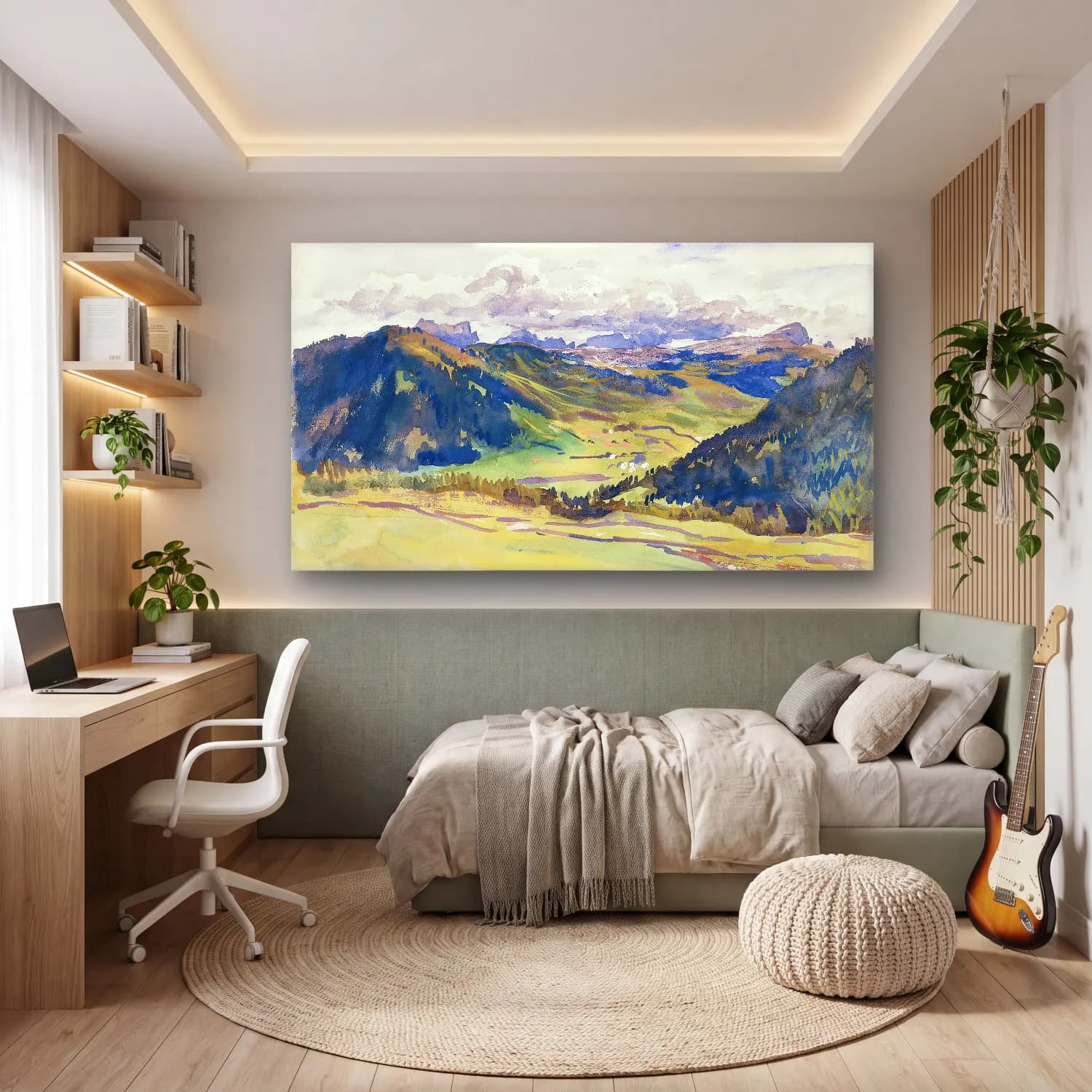 John Singer Sargent – Open Valley, Dolomites cam tablo — genç odasında