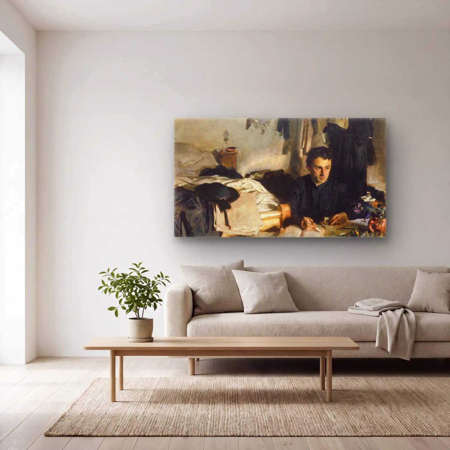 John Singer Sargent – Padre Sebastian cam tablo — açık renk salonda