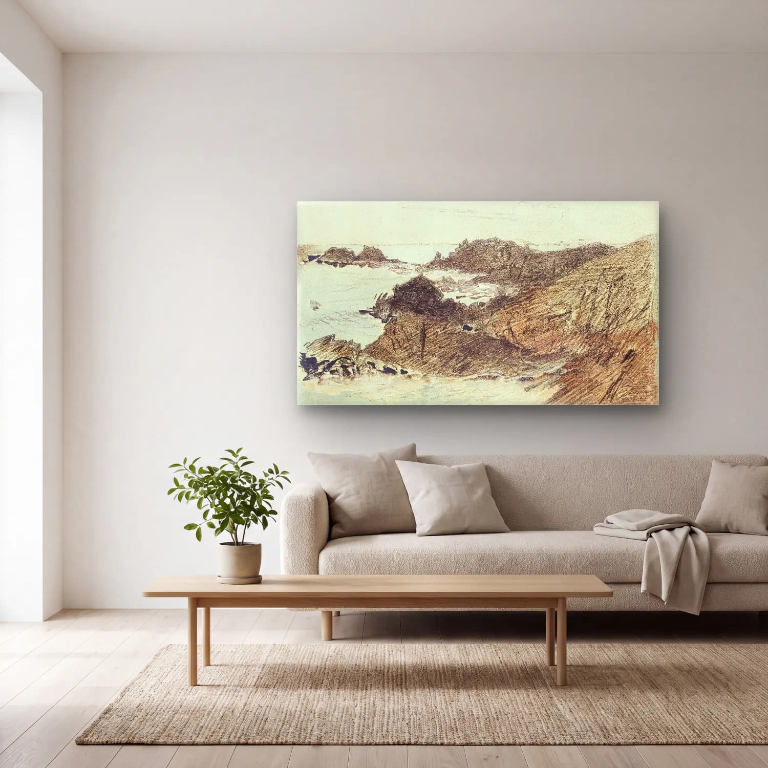 John Singer Sargent – Rocky Coast cam tablo — açık renk salonda