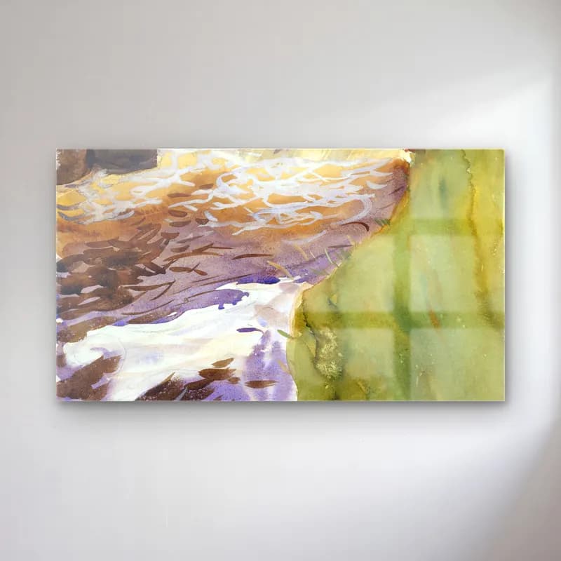 John Singer Sargent – Rushing Water cam tablo — John Singer Sargent – Rushing Water — suluboya kırda nehir