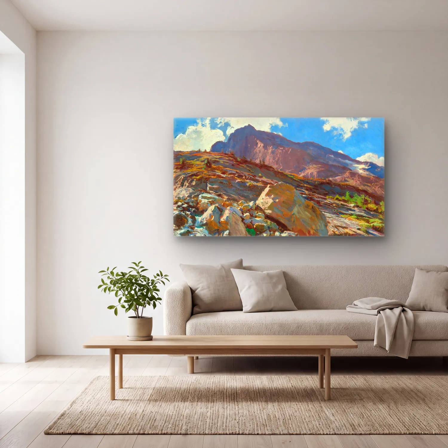 John Singer Sargent – Simplon Pass cam tablo — açık renk salonda