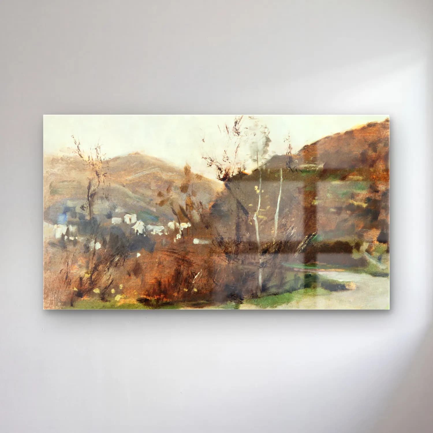 John Singer Sargent – Spanish Landscape cam tablo — John Singer Sargent – Spanish Landscape — empresyonist dağ manzarası