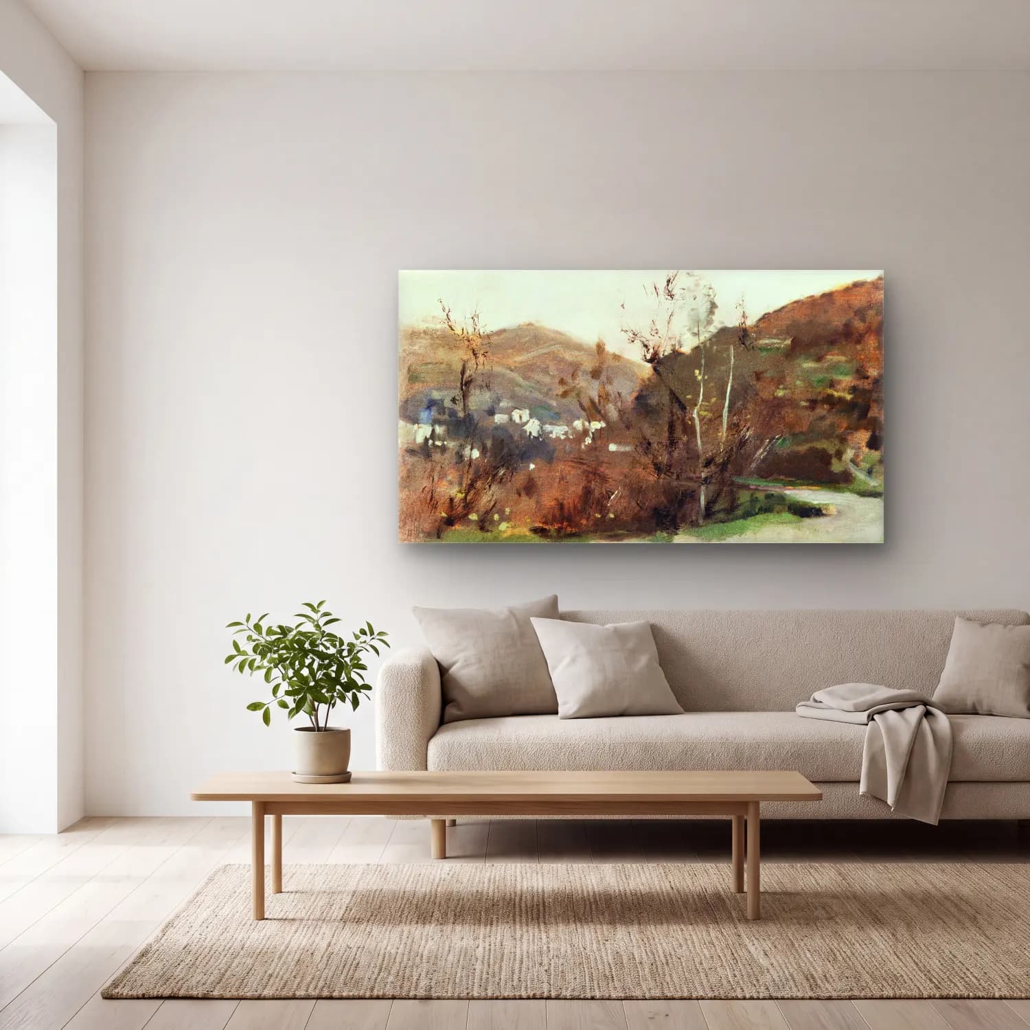 John Singer Sargent – Spanish Landscape cam tablo — açık renk salonda
