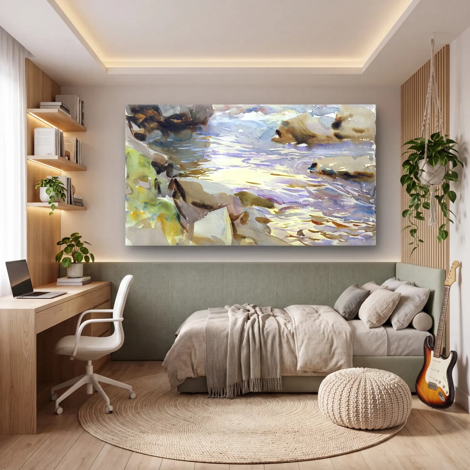 John Singer Sargent – Stream and Rocks cam tablo — genç odasında