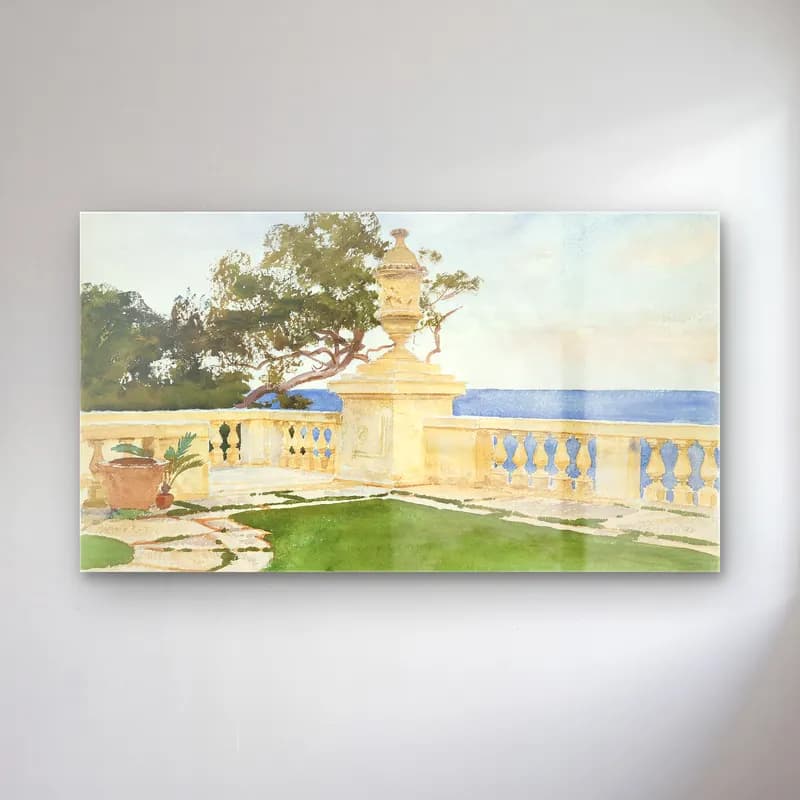 John Singer Sargent – Terrace, Vizcaya cam tablo — John Singer Sargent – Terrace, Vizcaya — suluboya i̇talyan sahili