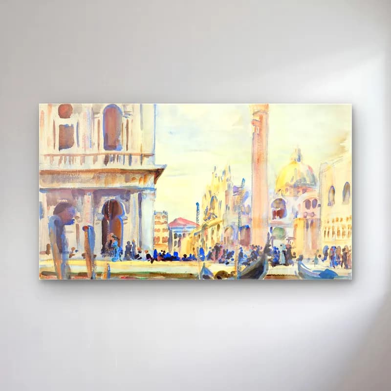 John Singer Sargent – The Piazzetta cam tablo — John Singer Sargent – The Piazzetta — suluboya venedik kanalları