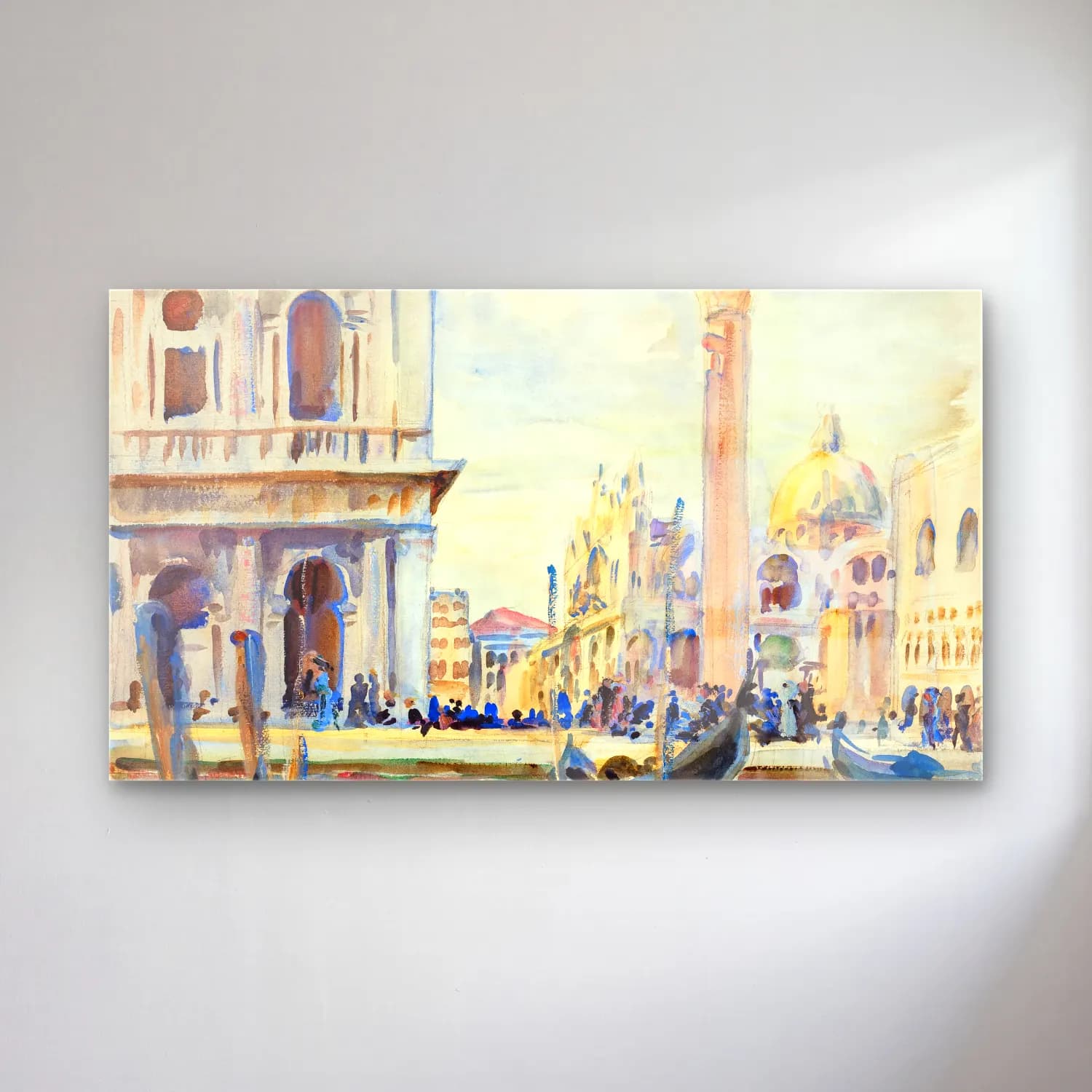 John Singer Sargent – The Piazzetta cam tablo — John Singer Sargent – The Piazzetta — suluboya venedik kanalları