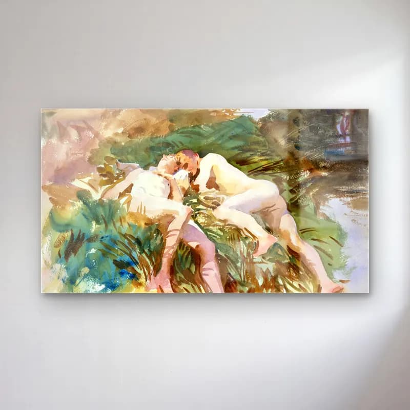 John Singer Sargent – Tommies Bathing cam tablo — John Singer Sargent – Tommies Bathing — suluboya aşıklar