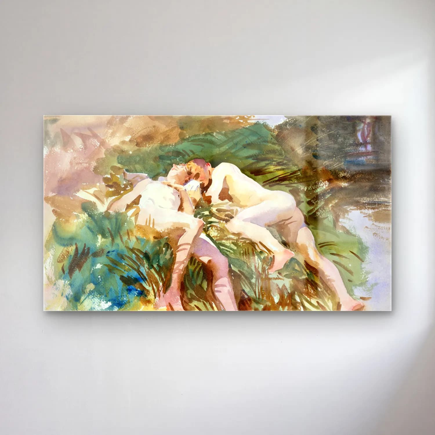 John Singer Sargent – Tommies Bathing cam tablo — John Singer Sargent – Tommies Bathing — suluboya aşıklar