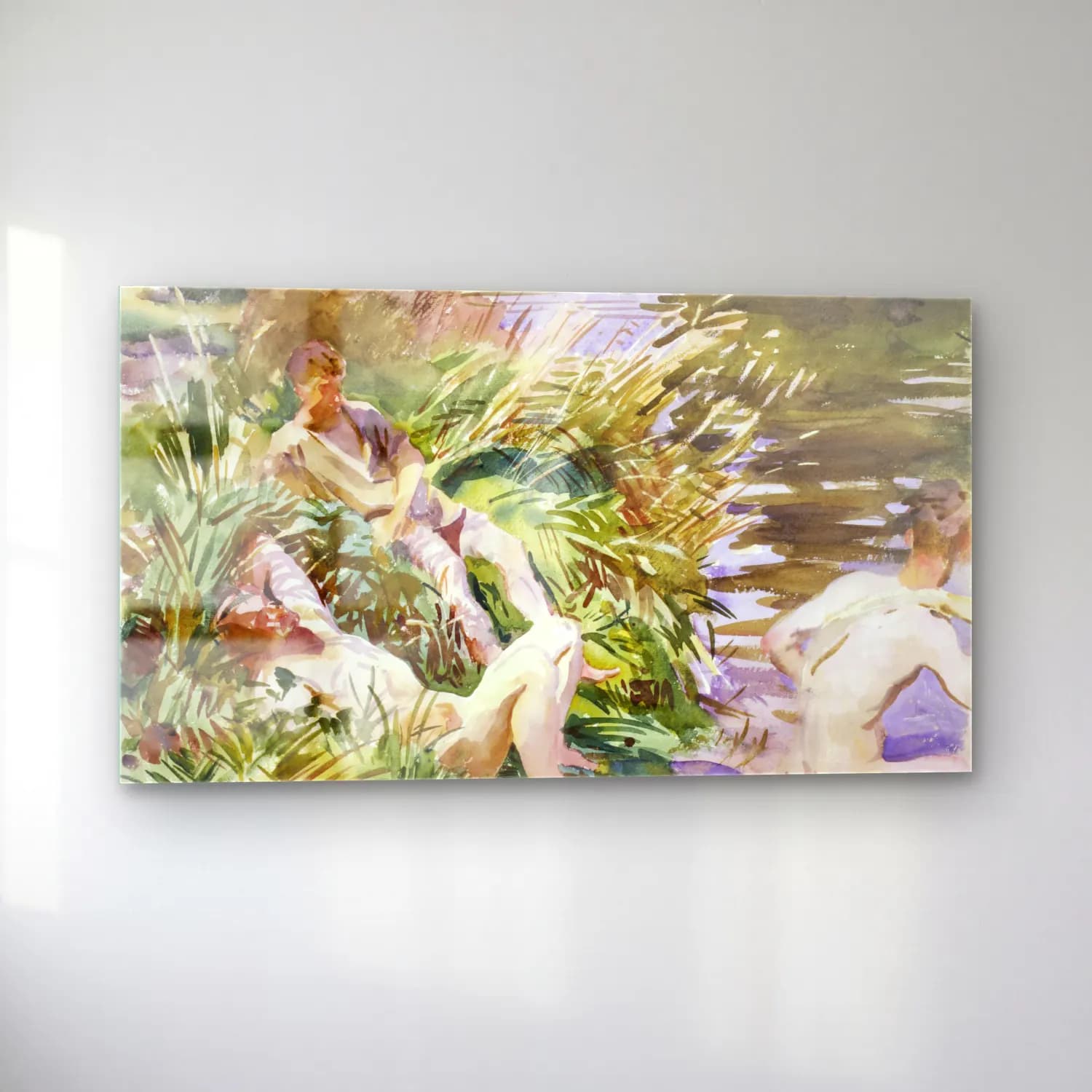 John Singer Sargent – Tommies Bathing – Bej Tonlar cam tablo — sol açıdan görünüm